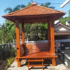 Gazebo Kayu Jati 2x2 Atap Sirap Kayu Ulin