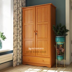 Almari Lemari Pakaian 2 Pintu Minimalis Jati