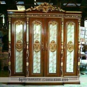 Lemari Pakaian Jati Ukir 4 Pintu