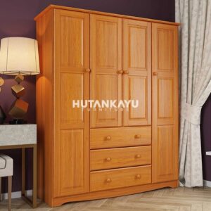 Lemari Pakaian 4 Pintu Minimalis Jati