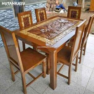 Meja Makan Balero Ukir Kursi 6 Set