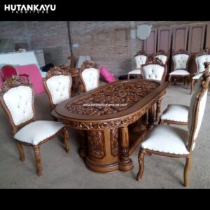 Meja Makan Ganesha Set Full Ukir