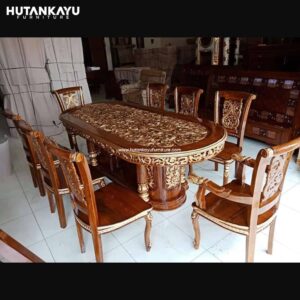 Meja Makan Gendong Ukir Kursi 8