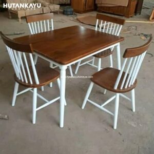 Meja Makan Minimalis Set Kombinasi Duco Natural