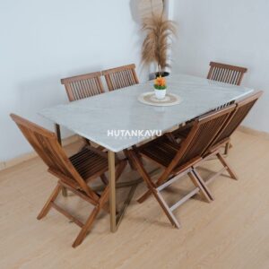 Set Meja Makan Marmer Zephyra