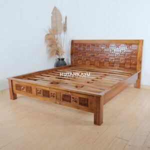 Tempat Tidur Dipan Dalton Ukir Minimalis Klasik Ranjang Kayu Jati Hutankayu Furniture Mebel Jati Jepara 01