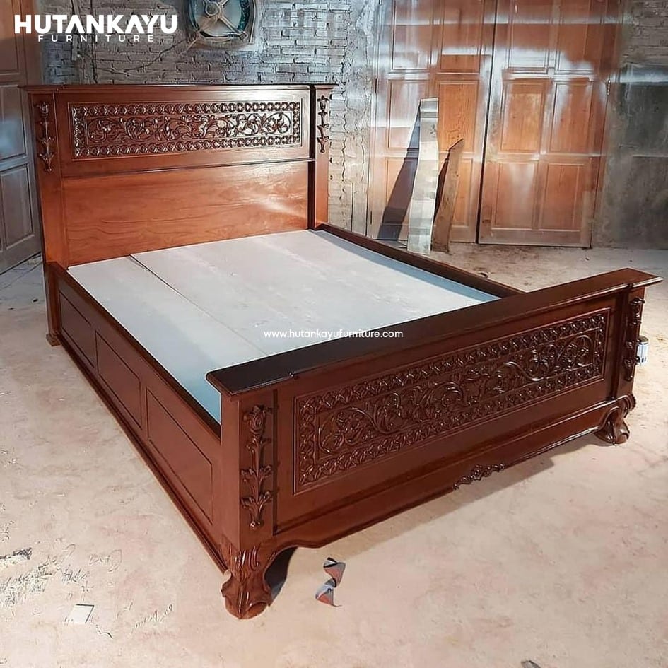 Tempat Tidur Dipan Ukir Minimalis Hutankayu Furniture Mebel Jati Jepara 01
