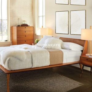 Set Kamar Tidur Minimalis Retro Dark Walnut