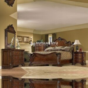 Set Kamar Tidur Klasik Jati Dark Brown