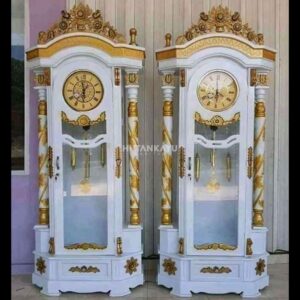 Lemari Jam Mawar Putih Emas