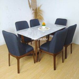 set meja makan marmer