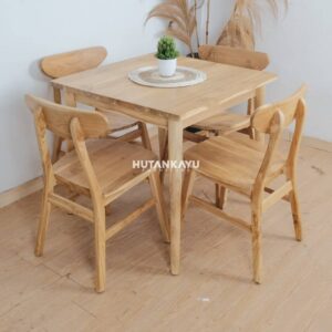 Set Meja Makan Brandon Meja Cafe Minimalis Murah 4 Kursi Kayu Jati