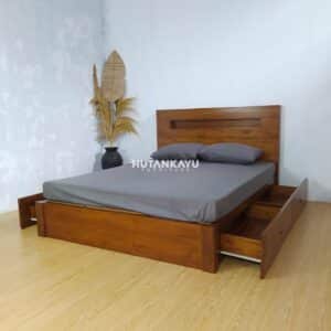 Tempat Tidur Dipan Damelza Ranjang Minimalis Kayu Jati Hutankayu Furniture Mebel Jati Jepara 04