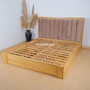 Tempat Tidur Dipan Laci 4 Kayu Jati Jok Busa Sandaran Rak