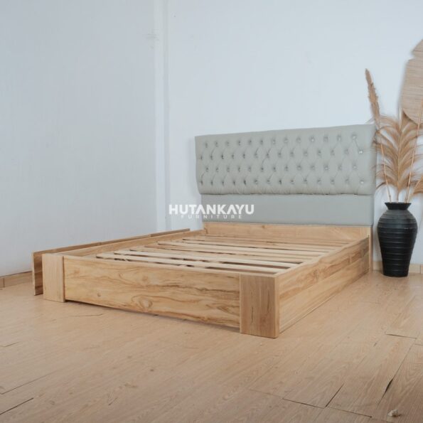 Tempat Tidur Dipan Vika Laci 2 Sandaran Jok Kayu Jati - Image 5
