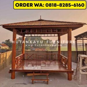 Gazebo Kayu Glugu 3×3 Meter Pagar Motif (2)