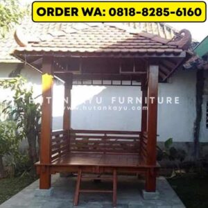 Gazebo Kayu Jati 2,2×2,2 Meter Tiang Kotak