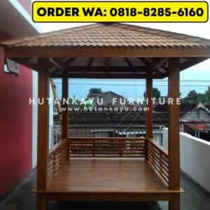 Gazebo Kayu Jati 2,5×2,5 Meter Tiang Kotak (2)