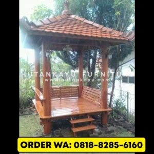 Gazebo Kayu Jati 2×2 Meter Atap Genteng Lancip