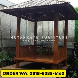 Gazebo Kayu Jati 2×2 Meter Tiang Bulat