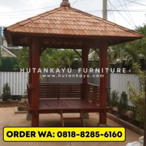 Gazebo Kayu Jati 2×2 Tiang Bulat Meter