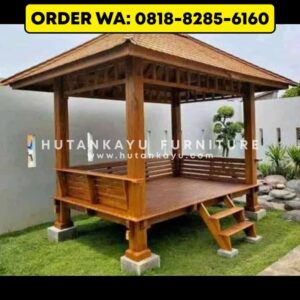 Gazebo Kayu Jati 3×2 Meter Tiang Kotak (2)
