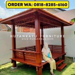 Gazebo Kayu Jati 3×2 Meter Tiang Kotak