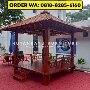 Gazebo Kayu Jati Tiang Ukir 2×3 Meter
