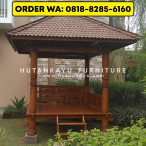 Gazebo Kayu Jati Ukir 2,5×2,5 Meter
