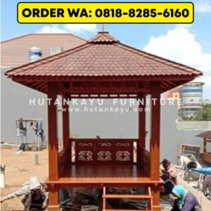 Gazebo Kayu Jati Ukir Pagar 2×2 Meter