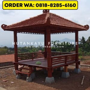 Gazebo Kayu Kelapa 3×3 Meter Tiang Bubut