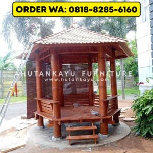 Gazebo Kayu Kelapa Glugu 2,5×2,5 Meter Segienam (2)