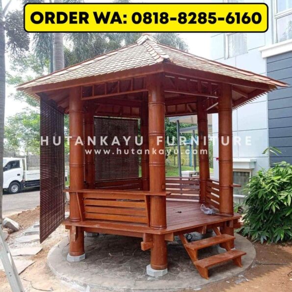 Gazebo Kayu Kelapa Glugu 2,5×2,5 Meter Segienam