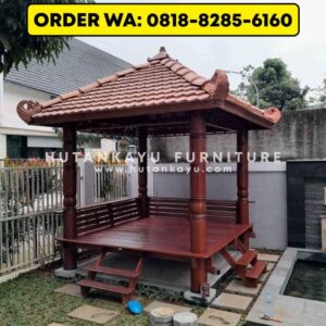 Gazebo Kayu Kelapa Glugu 2,5×2,5 Meter Tiang Bubut