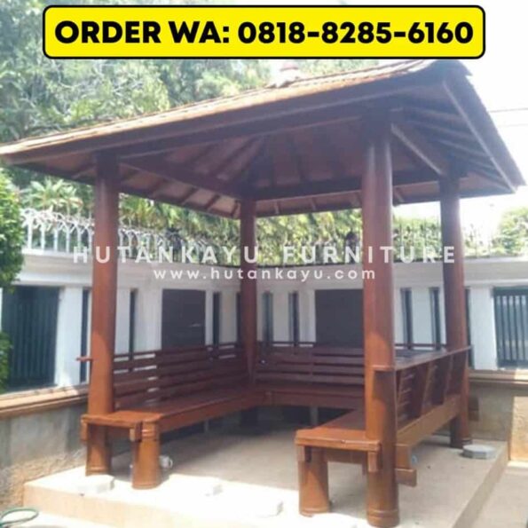 Gazebo Kayu Kelapa Glugu 2,5×3 Meter Model Duduk