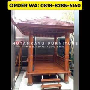 Gazebo Kayu Kelapa Glugu 2×2 Meter Tiang Bubut