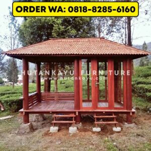 Gazebo Kayu Kelapa Glugu 2×4 Meter Model Setengah Tertutup