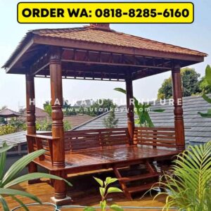 Gazebo Kayu Kelapa Glugu 3×2 Meter Tiang Bubut