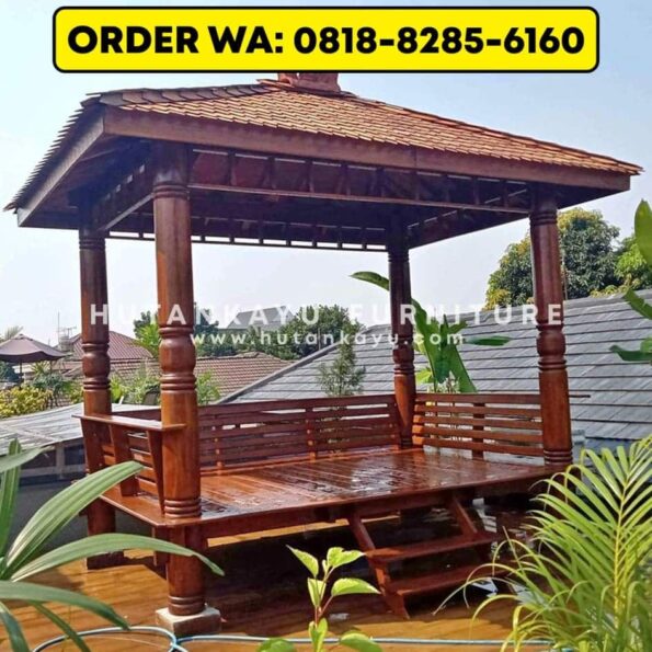 Gazebo Kayu Kelapa Glugu 3×2 Meter Tiang Bubut