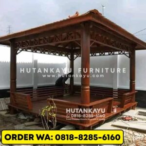 Gazebo Kayu Kelapa Glugu 3×3 Meter Pagar Keliling