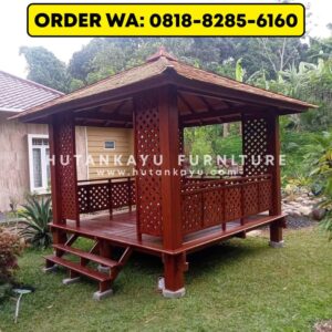 Gazebo Kayu Kelapa Glugu 3×3 Meter Pagar Motif (2)