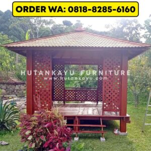 Gazebo Kayu Kelapa Glugu 3×3 Meter Pagar Motif (3)