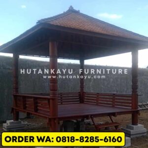Gazebo Kayu Kelapa Glugu 3×3 Meter Tiang Bubut