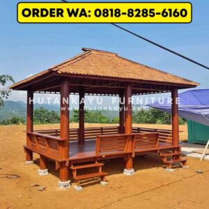 Gazebo Kayu Kelapa Glugu 3×4 Meter Atap Sirap Kayu Ulin