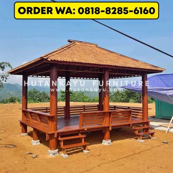 Gazebo Kayu Kelapa Glugu 3×4 Meter Atap Sirap Kayu Ulin