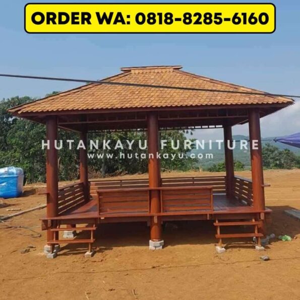 Gazebo Kayu Kelapa Glugu 3×4 Meter Pagar Keliling