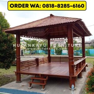Gazebo Kayu Kelapa Glugu 3×4 Meter Tiang Bubut