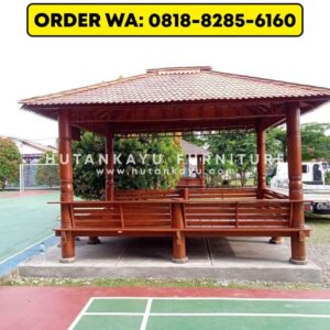 Gazebo Kayu Kelapa Glugu 3×4 Meter Tiang Bubut Tertutup
