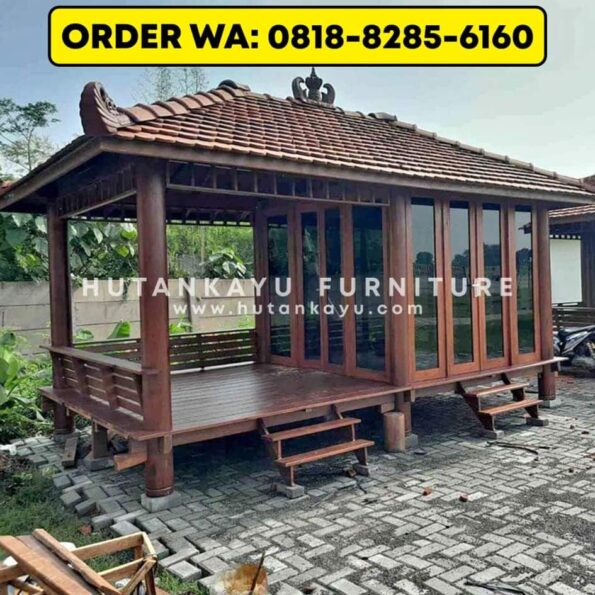 Gazebo Kayu Kelapa Glugu 3×5 Meter Model Setengah Tertutup (3)