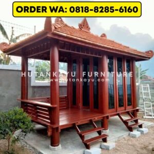 Gazebo Kayu Kelapa Glugu 4×2 Meter Model Setengah Tertutup